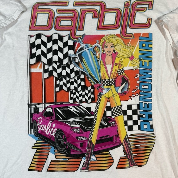 Barbie White Tee with Race Car Graphic - Picture 2 of 8